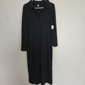 New old navy ribbed collared v neck midi dress size large